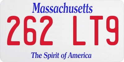 MA license plate 262LT9