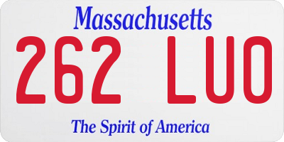 MA license plate 262LU0