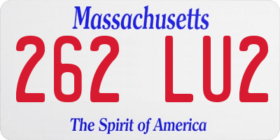MA license plate 262LU2