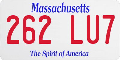MA license plate 262LU7