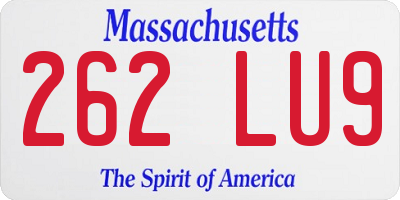 MA license plate 262LU9