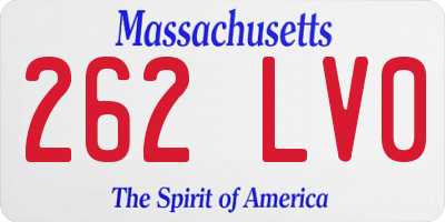 MA license plate 262LV0