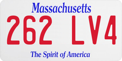 MA license plate 262LV4