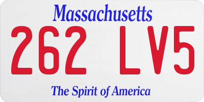 MA license plate 262LV5