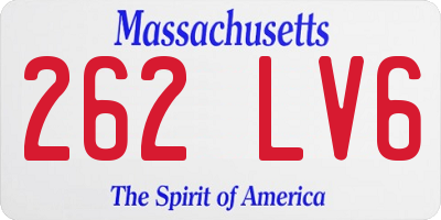 MA license plate 262LV6