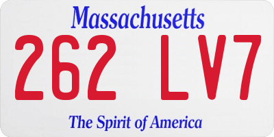 MA license plate 262LV7