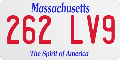 MA license plate 262LV9