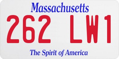 MA license plate 262LW1