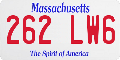 MA license plate 262LW6