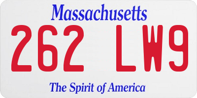MA license plate 262LW9