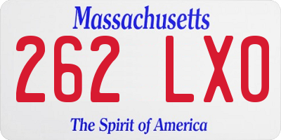 MA license plate 262LX0