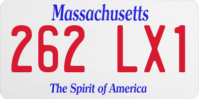 MA license plate 262LX1