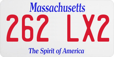 MA license plate 262LX2