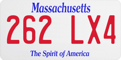 MA license plate 262LX4