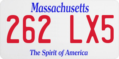 MA license plate 262LX5