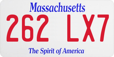 MA license plate 262LX7