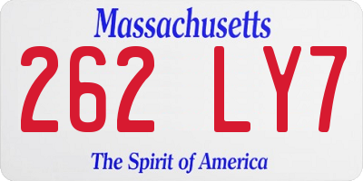 MA license plate 262LY7