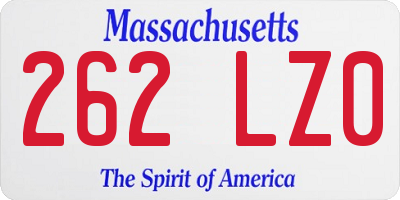 MA license plate 262LZ0