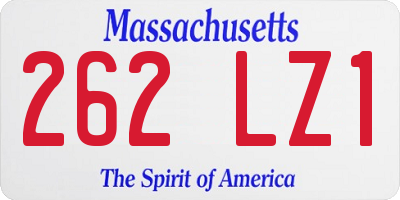 MA license plate 262LZ1