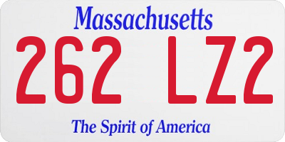 MA license plate 262LZ2