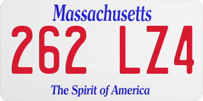 MA license plate 262LZ4
