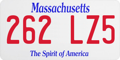 MA license plate 262LZ5