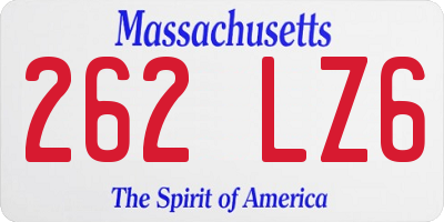 MA license plate 262LZ6