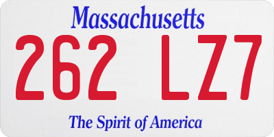 MA license plate 262LZ7