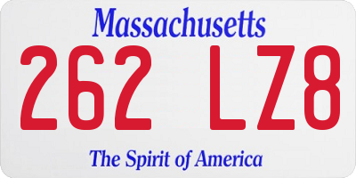 MA license plate 262LZ8