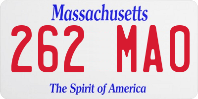 MA license plate 262MA0