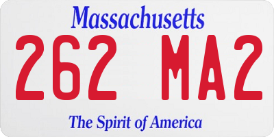 MA license plate 262MA2