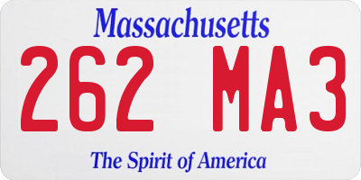 MA license plate 262MA3
