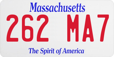 MA license plate 262MA7