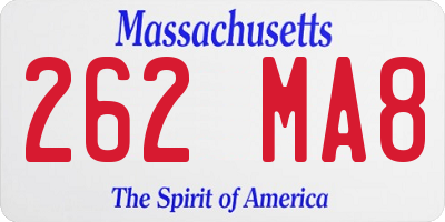 MA license plate 262MA8