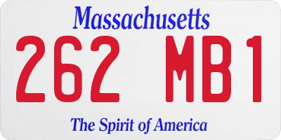 MA license plate 262MB1