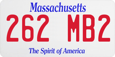 MA license plate 262MB2