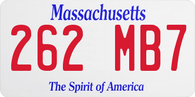MA license plate 262MB7
