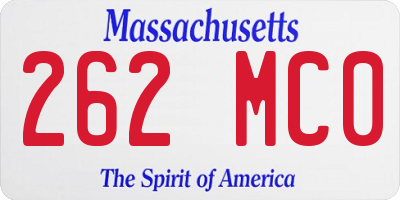 MA license plate 262MC0