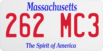 MA license plate 262MC3