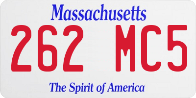 MA license plate 262MC5