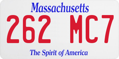 MA license plate 262MC7