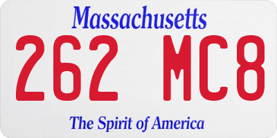 MA license plate 262MC8