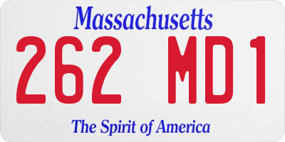 MA license plate 262MD1