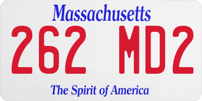MA license plate 262MD2
