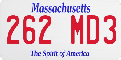 MA license plate 262MD3