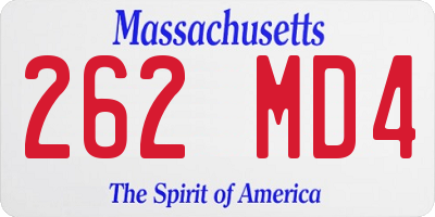MA license plate 262MD4