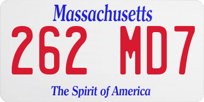 MA license plate 262MD7