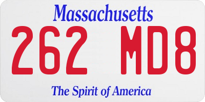 MA license plate 262MD8