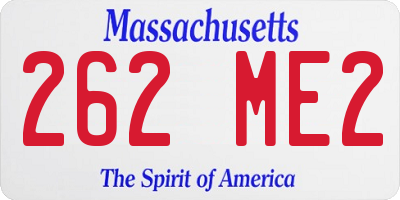 MA license plate 262ME2