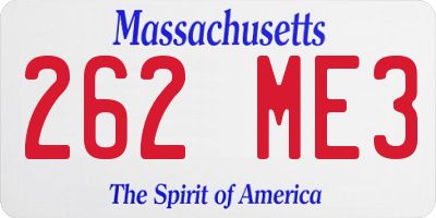 MA license plate 262ME3